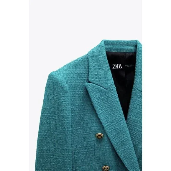 NWT ZARA Emerald Tailored Double Breasted Blazer Blogger’s Favorite​​​ - Picture 5 of 12